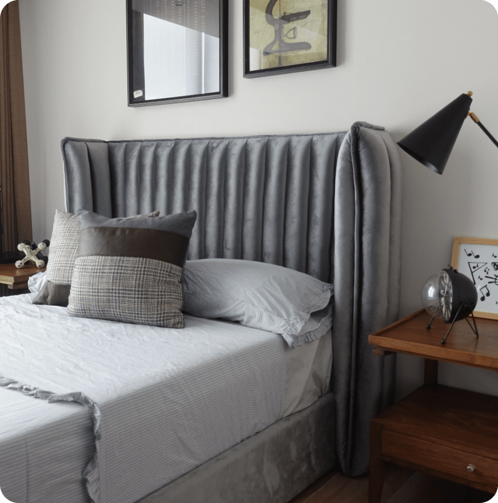 gray bed