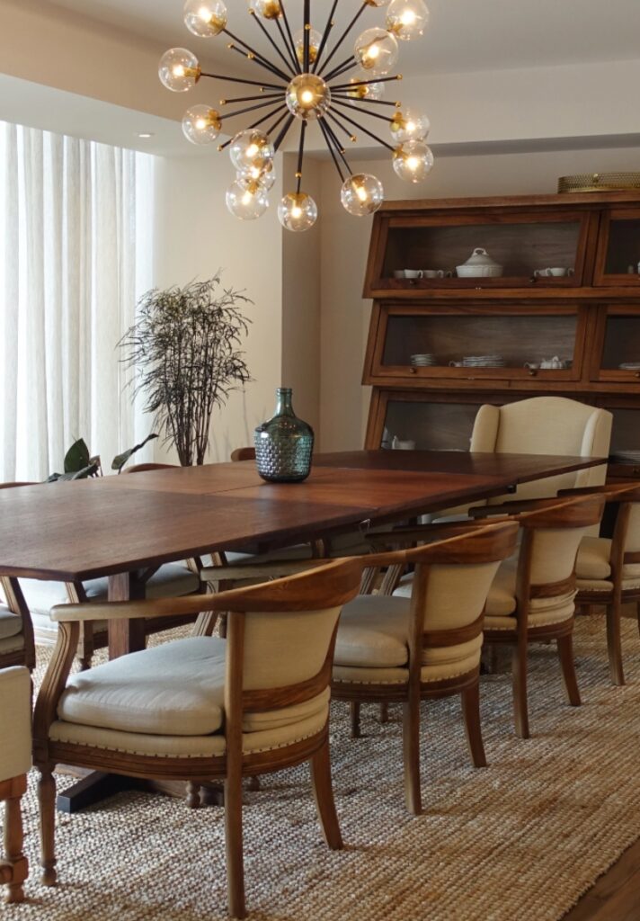 Dark wood dining room